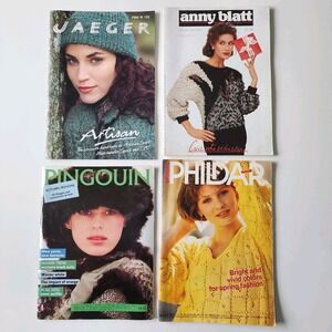 Vintage 80s Knitting Magazines Sweaters Cardigans Patterns LOT Amy Blatt Phildar